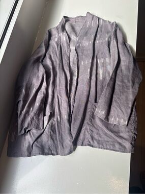 Jurgen Lehl Linen Slate Gray Open Kimono Shirt Jacket